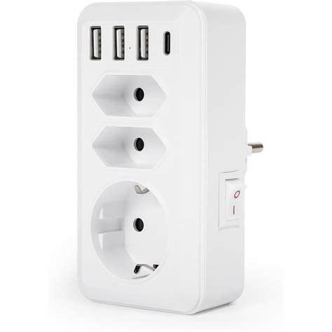 Adaptateur De Prise Multiprise Avec USB 1 Rallonge 2 Prises