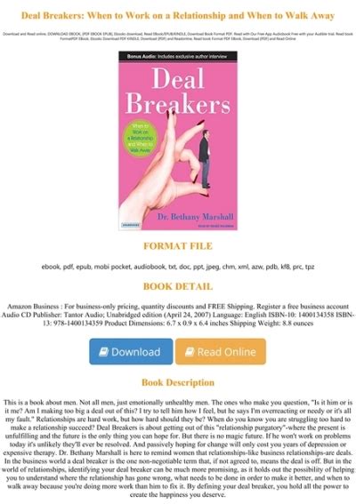 Read Book Deal Breakers When To Work On A Relationship And When To Walk Away Full Pages