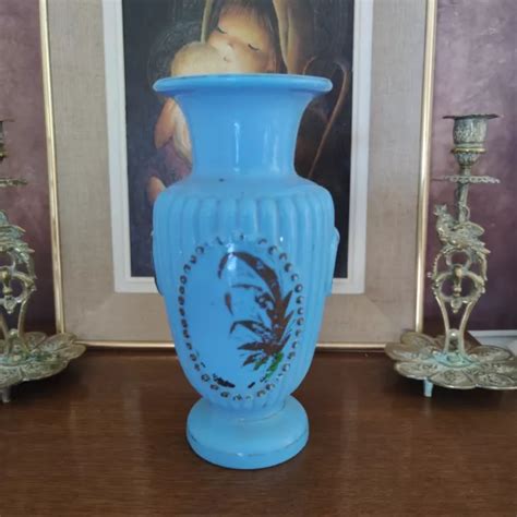 Grand Vase En Opaline De Foire Bleu Xixe Napol On Iii Eur