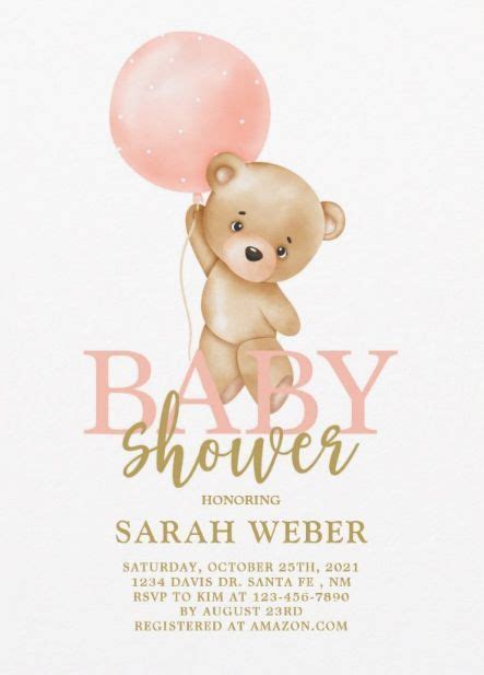 Cute Teddy Bear Girl Baby Shower Invitations Teddy Bear Girl Baby