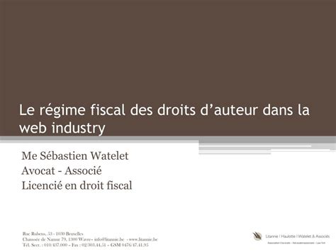 Ppt Le R Gime Fiscal Des Droits Dauteur Dans La Web Industry