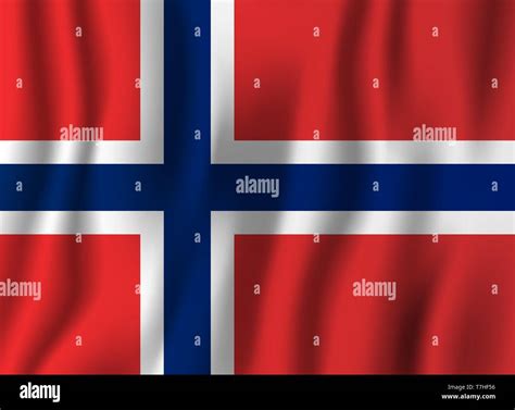 Norway Realistic Waving Flag Vector Illustration National Country