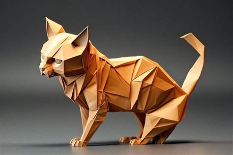 Foto De Gato De Papel - Imagem de arte de origami de papel gato de papel feito à mão ilustração ...