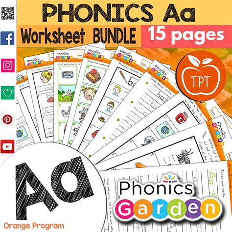 Aa Phonics Spelling Vocabulary Orange 15 Pages Phonics Garden