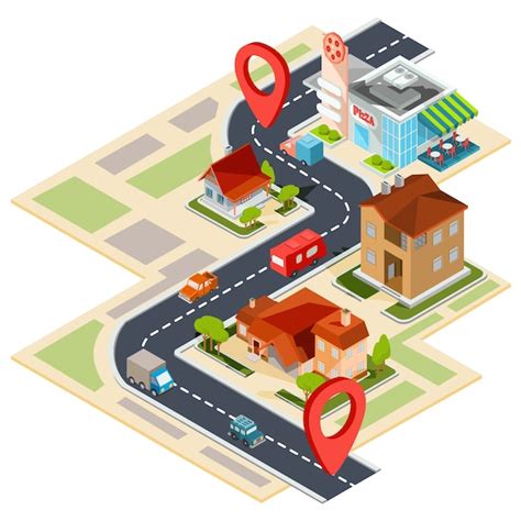 Ilustración vectorial del mapa de navegación con gps iconos Vector Gratis