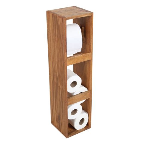 Toilet Paper Holder Wood Standing Elisa Recycled Teak Wood Etsy