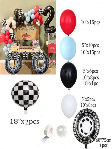 Race Car Theme Balloon Garland Arch Kit With Balloon MatteRed Blue