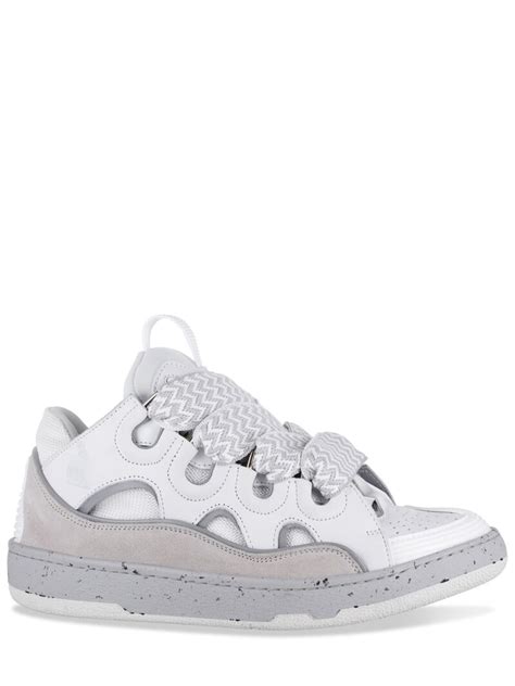 Lanvin Baskets En Cuir Curb Blanc Gris Luisaviaroma