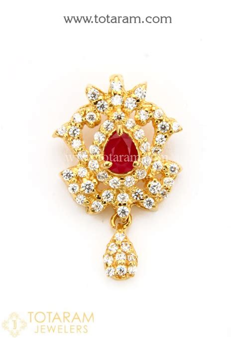 K Gold Maang Tikka With Cz Color Stones Papidi Billa Cum Pendant