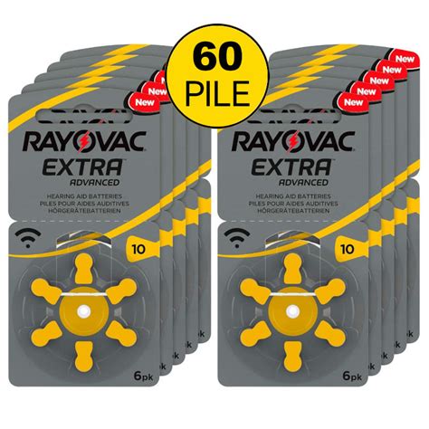 60 Batterie Rayovac 10 Extra Advanced 10 Blister Pile Per