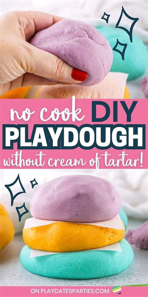 No Cook Diy Playdough Without Cream Of Tartar Easy Homemade Playdough Recipe Homemade