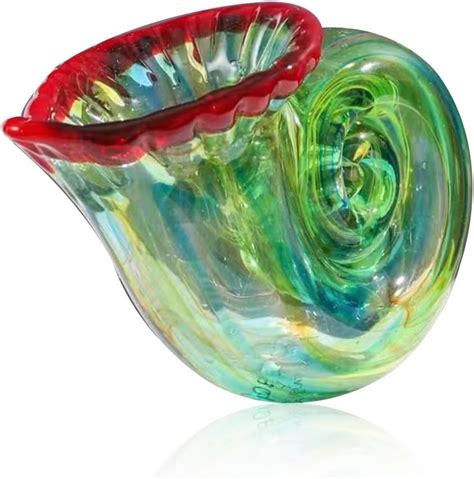 Glass Vase Seashell Decor Flower Vase Hand Blown Glass Conch Shell Figurines