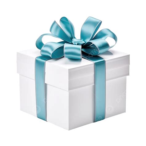 Caja De Regalo Blanca Con Lazo Azul Png Blanco Regalo Caja Png