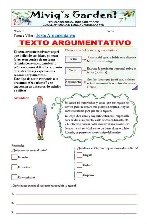 Textos Argumentativos Comprensión Lectora profe social