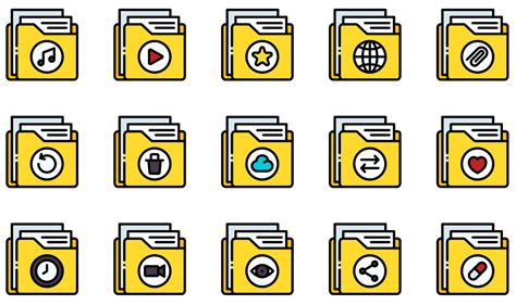 Set Of Vector Icons Related To Folders Contains Such Icons As Folder