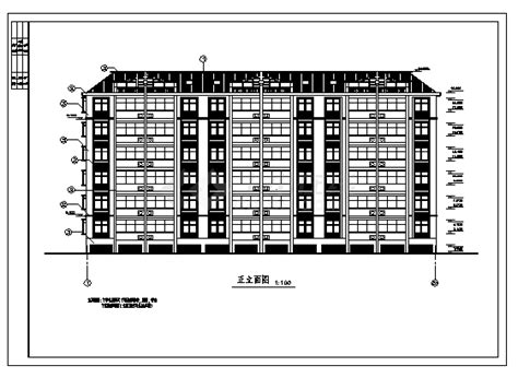 某小区六层带阁楼住宅楼建筑施工cad图，共七张土木在线