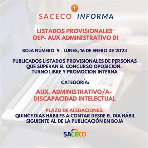 Listados Provisionales Aux Administrativo Di Saceco