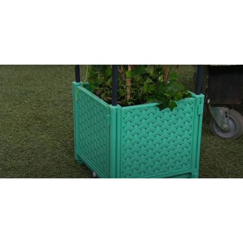 Ultimate Innovations Self Watering Square Indoor Outdoor Planter Box With Trellis Teal 984x9