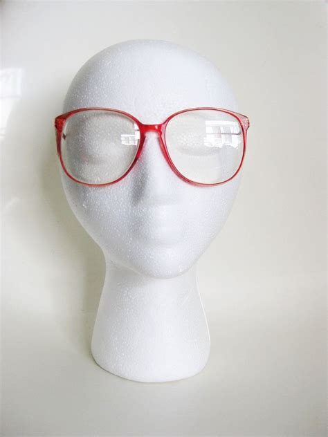 Vintage Cherry Red Glasses Eyeglasses Round 1980s Sunglasses Oversized