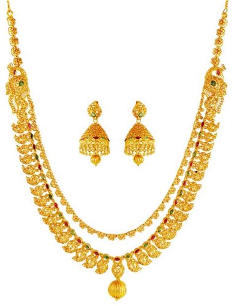 22k Gold Mango Mala Set Ajns61829 22kt Gold Mango Mala Is Designed