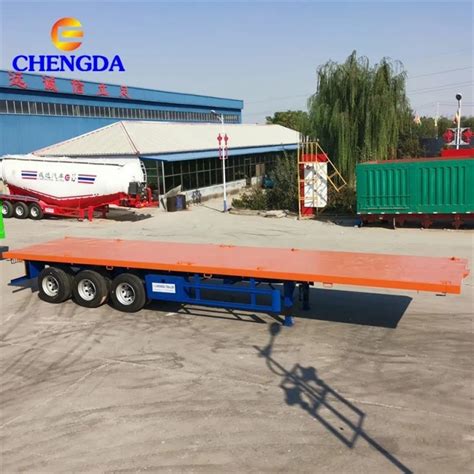 China 3 Axles Flatbed Shipping Container Trailer Manufacturers And