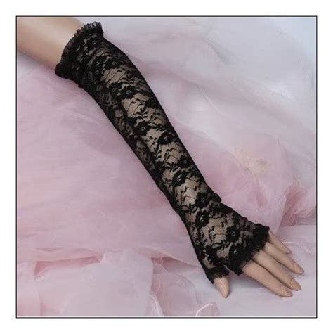 Wedding Evening Prom Gloves Black Lace Fingerless Gloves Elbow Length 14 Eveninggloves Black