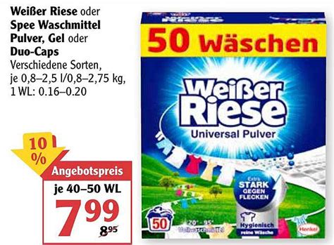 Wei Er Riese Oder Spee Waschmittel Pulver Gel Oer Duo Caps Angebot Bei