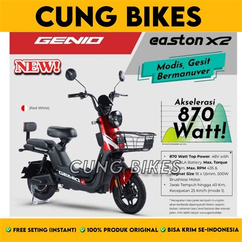 Jual Sepeda Listrik GENIO EASTON X2 BY UNITED Electric E Bike 500 Watt