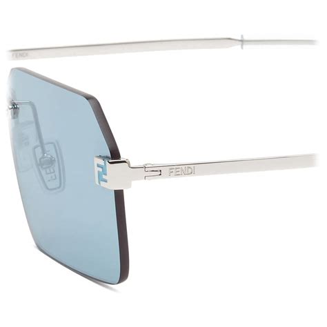 Fendi FS Fendi Sky Rectangular Sunglasses Light Blue Sunglasses