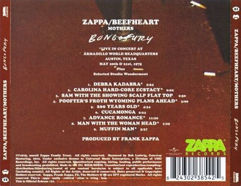 Frank Zappa Captain Beefheart The Mothers Bongo Fury Cd Album