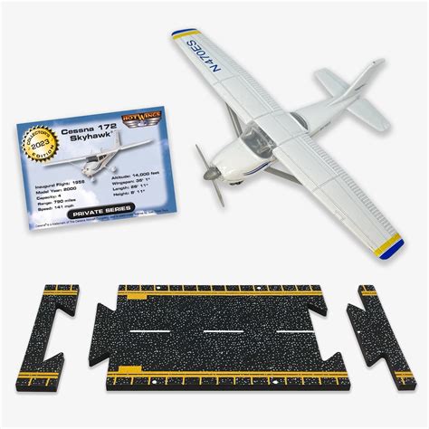 Hot Wings Planes Cessna Jet With Connectible Runway White Blue