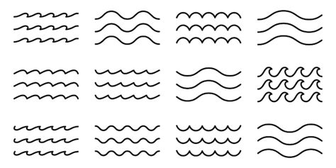 Conjunto De Icono De Ondas De Agua De L Nea Ilustraci N De Vector De