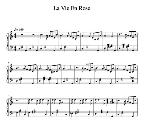 La Vie En Rose Sheet Music Louis Armstrong