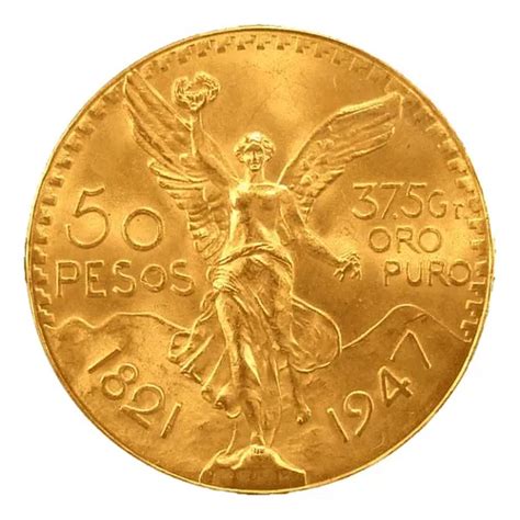 Réplica Centenario Mex 1821 1947 Color Oro 37mm De Colección Meses