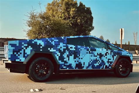 Tesla Cybertruck Gets New Blue Digital Camo Wrap