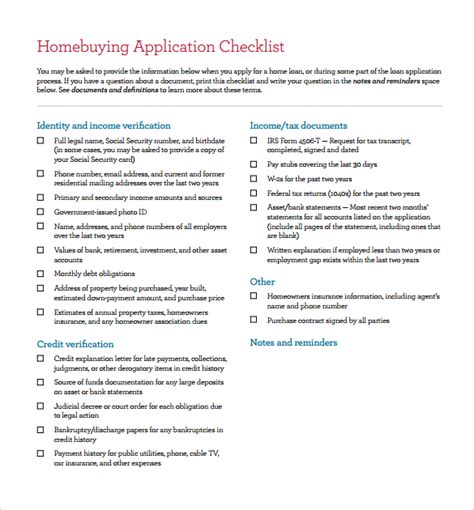 Free 13 Home Buying Checklists In Pdf Ms Word