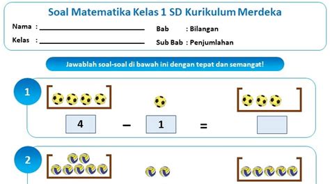 Soal Matematika Kelas 1 SD Kurikulum Merdeka Bab Bilangan Sub Bab 5