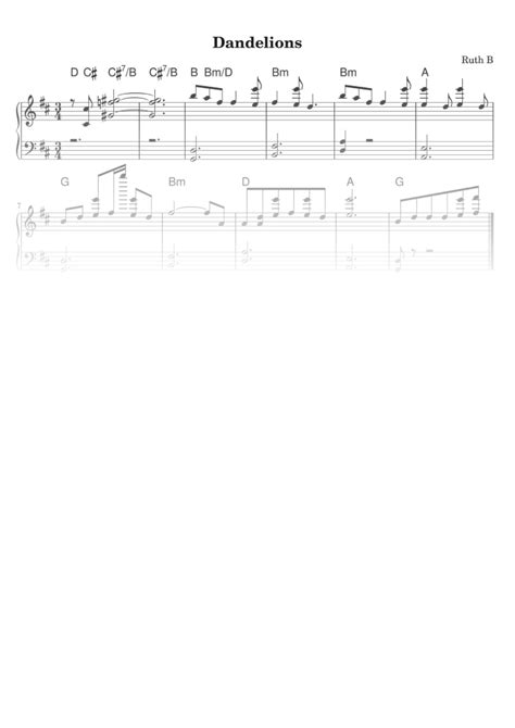 Dandelions Partitura Fácil Para Piano Em Pdf La Touche Musicale