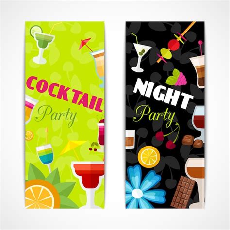 Cocktails Banner Vertikal Kostenlose Vektor