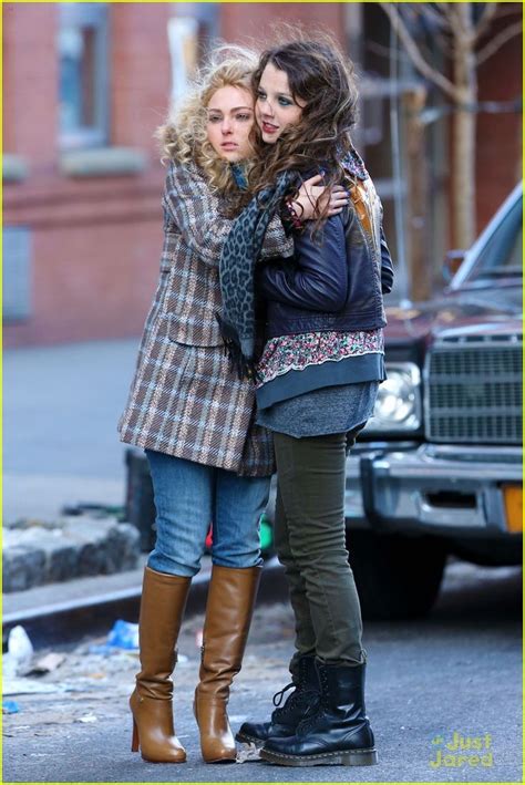 AnnaSophia Robb Hugs For Stefania Owen On Set Stefania Owen