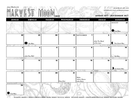 Harvest Moon Lunar Calendar 2022 | Harvest moon, Lunar calendar, Dark moon