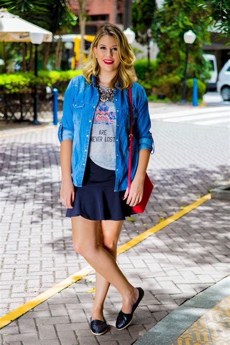 Look Do Dia Camisa Jeans Alpargata Glitter Niina Secrets