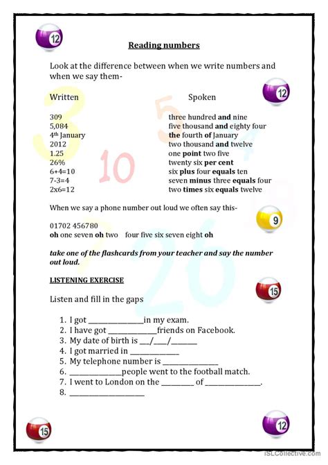 Reading Numbers English Esl Worksheets Pdf And Doc