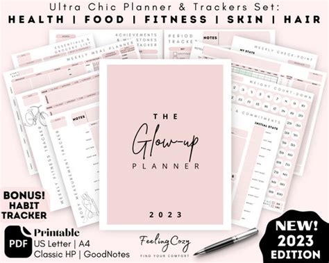 Glow Up Planner Self Care Planner Fitness Planner Skincare Etsy