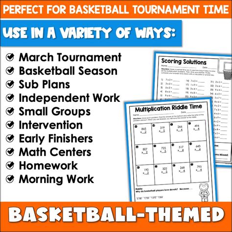 Basketball Math Multiplication Worksheets - Appletastic Learning