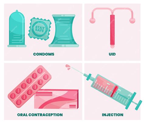 Métodos De Contracepção Ilustrados Vetor Grátis