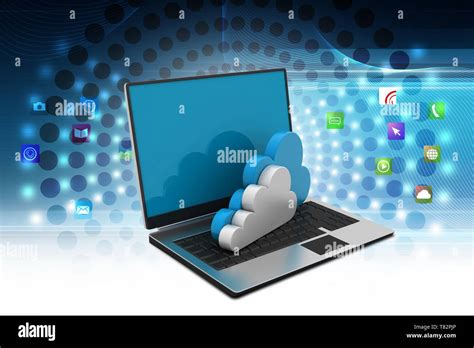 Laptop with cloud Stock Photo - Alamy