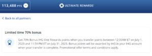 Chase Ultimate Rewards To IHG Rewards 70 Transfer Bonus