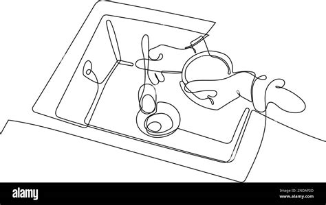 Continuous One Line Drawing Landing Page Of Cleaning Company Cleaning