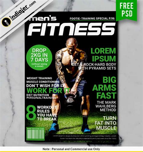 Free Fitness Magazine Cover Design Psd Indiater